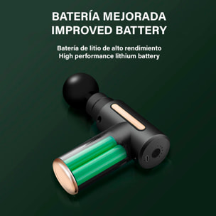 Mini pistola per massaggio muscolare Fascia Gun BX720. 6 livelli con velocità da 1800 a 3200 rpm. 4 teste.