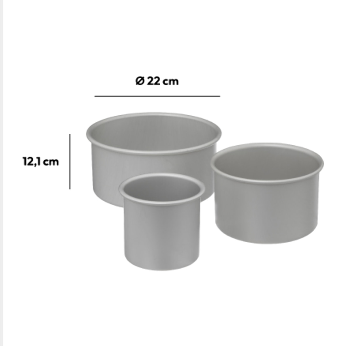 Lot 3 moules à gâteaux bord haut en aluminium