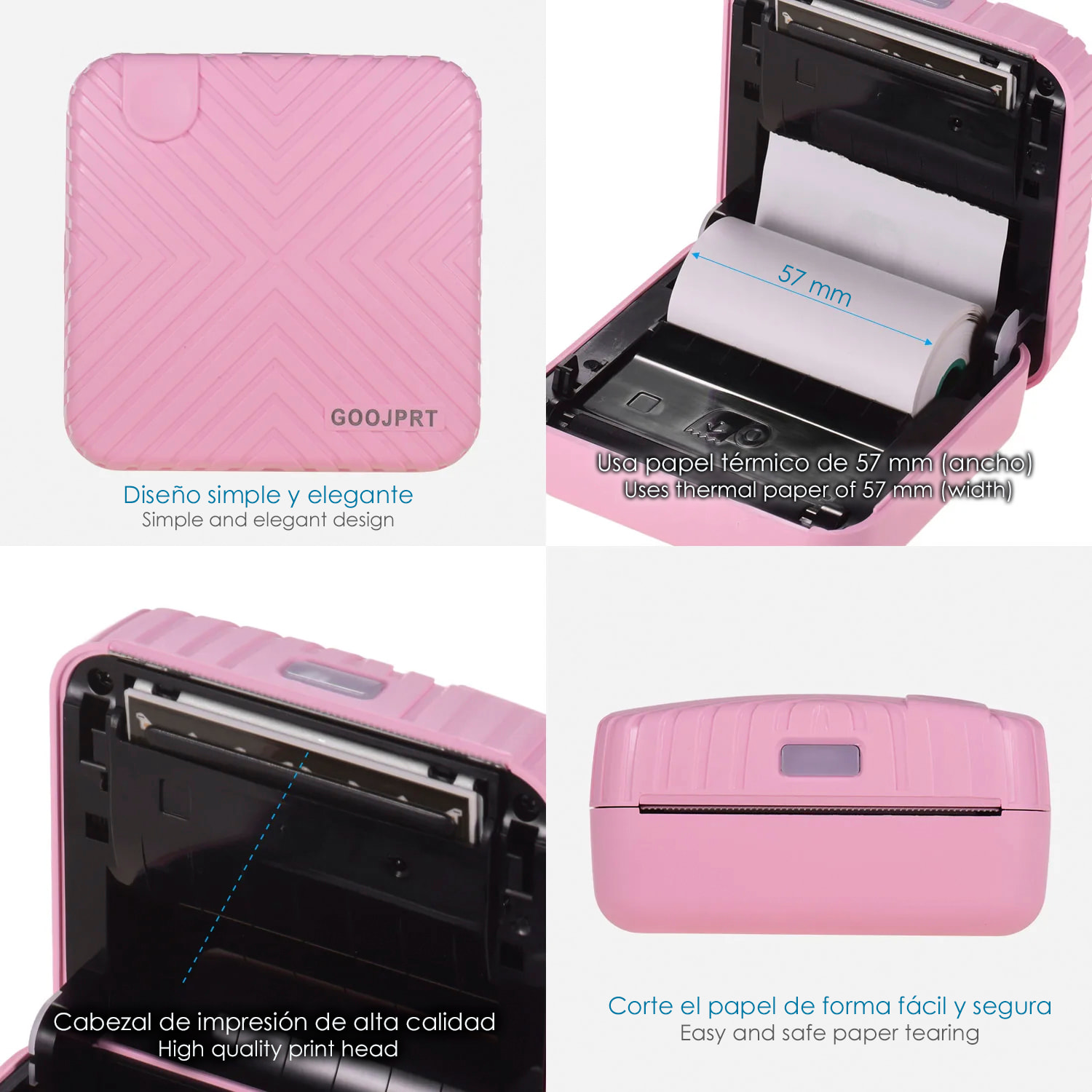 Mini stampante termica portatile Bluetooth, compatibile con Android e iOS. 203 dpi.