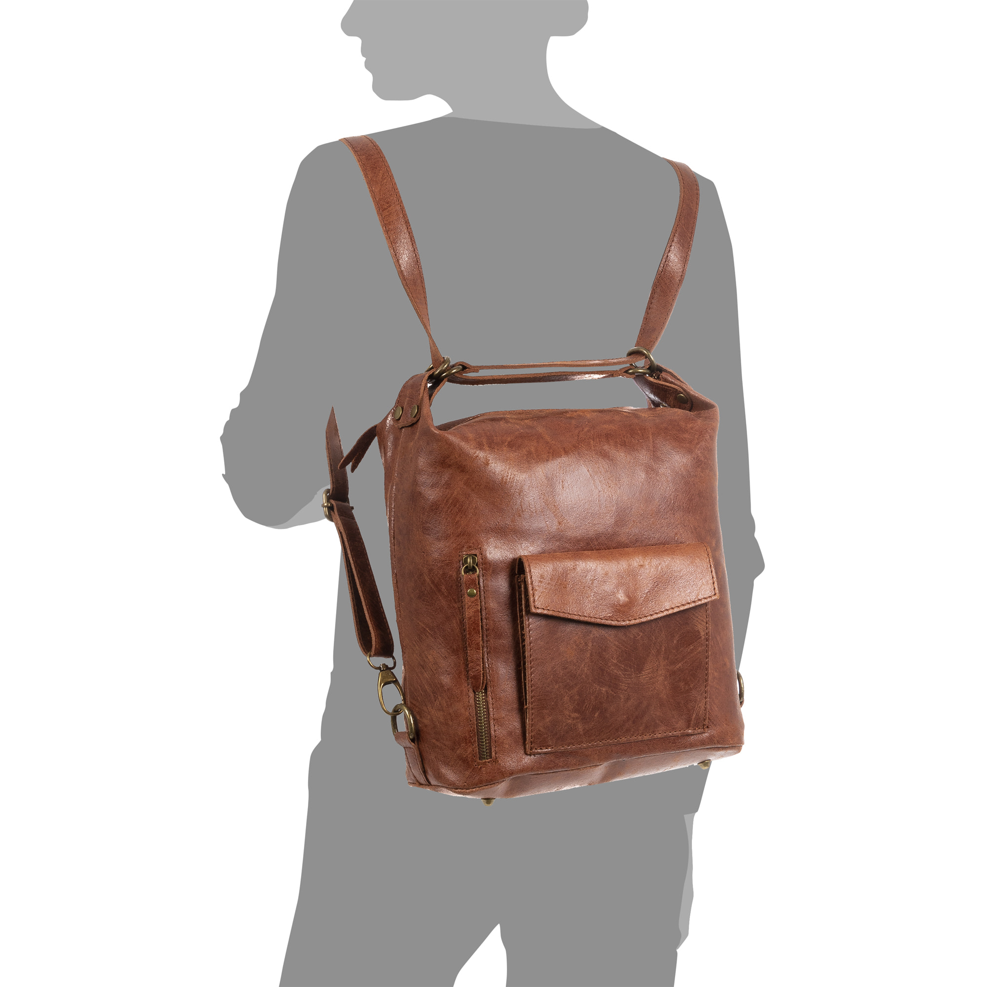 FIRENZE ARTEGIANI Borsa Zaino Donna Irene. Vera Pelle Scamosciata Stone Washed Made in Italy 31x13x32 Cm. Colore: pelle