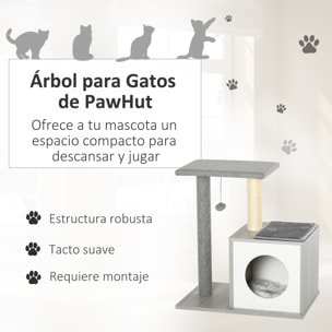 árbol Rascador de Gatos de Felpa y Sisal 59x39x62 cm Gris