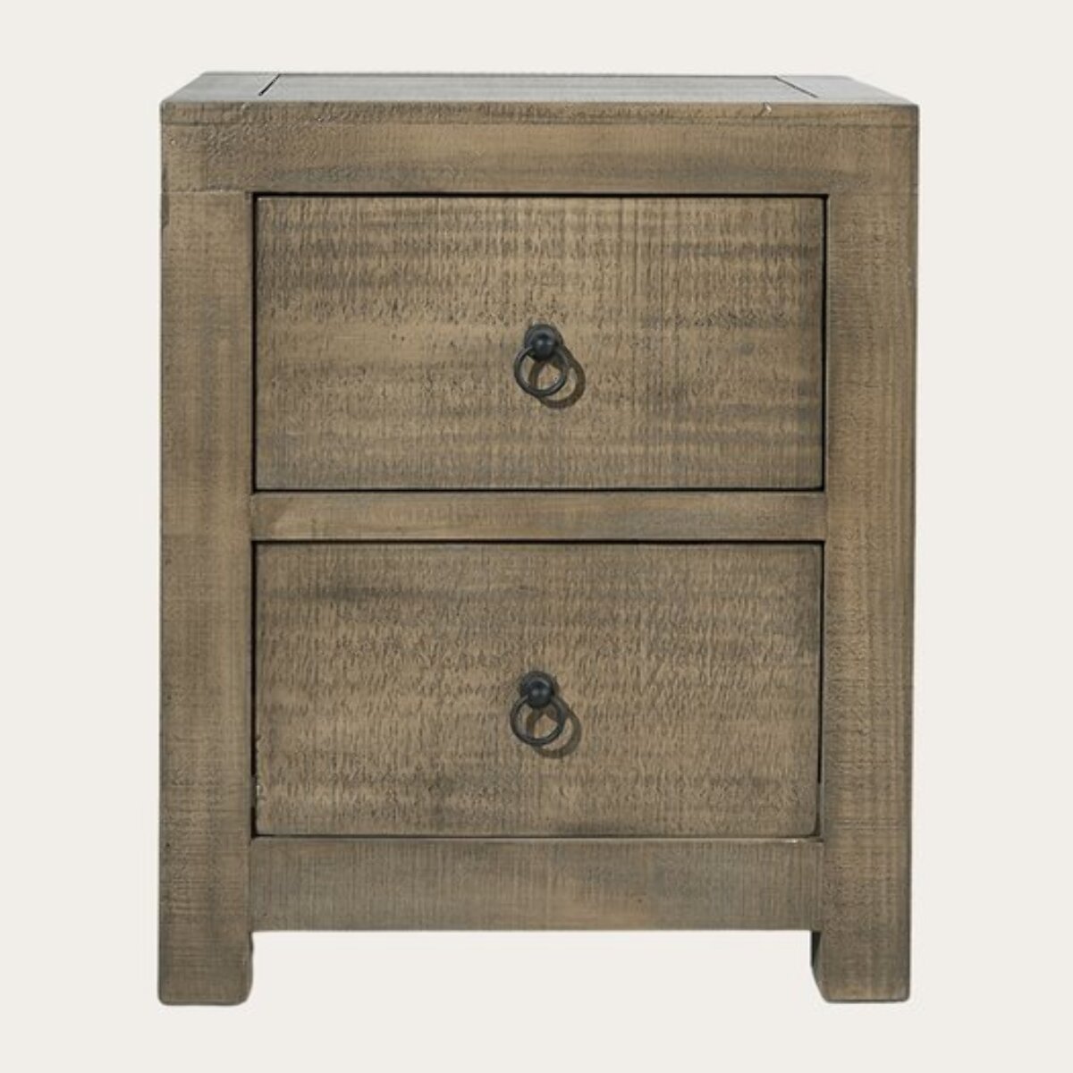 Table de chevet Tiber -bois massif d'araucaria-couleur nogal 50 x 60 x 43 cm