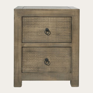 Table de chevet Tiber -bois massif d'araucaria-couleur nogal 50 x 60 x 43 cm