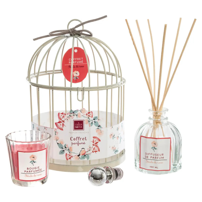 Coffret cadeau cage "Poésie" - Rhubarbe - Rose