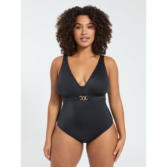 Fiorella Rubino - Traje de baño entero con detalle de cadenita - Negro