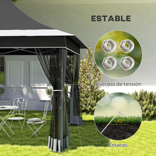Carpa Plegable 3,5x3,5x3 m Cenador de Jardín con Altura Ajustable 4 Mosquiteras Protección UV50+ Impermeable y Bolsa de Transporte Gazebo para Exterior Fiestas Camping Gris Oscuro
