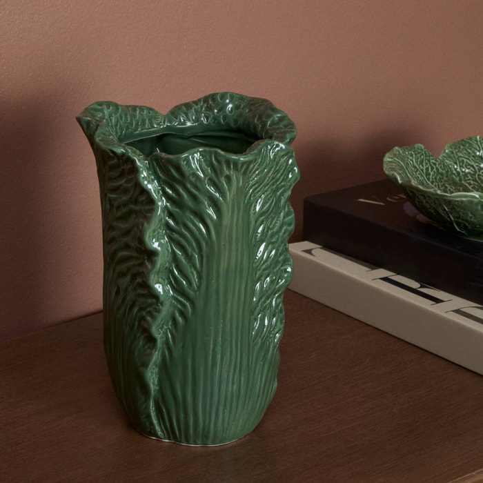 Vase en céramique salade Lisière H.20cm vert