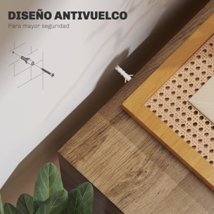 Mesa de Consola, Mesa de Sofá con 3 Cajones, Consola para Recibidor Estrecha con Patas de Acero Tipo Horquilla, para Salón, Pasillo, Entrada, Natural