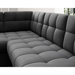 Nappa - Canapé panoramique d'angle gauche 7 places convertible avec coffre en velours - Gris