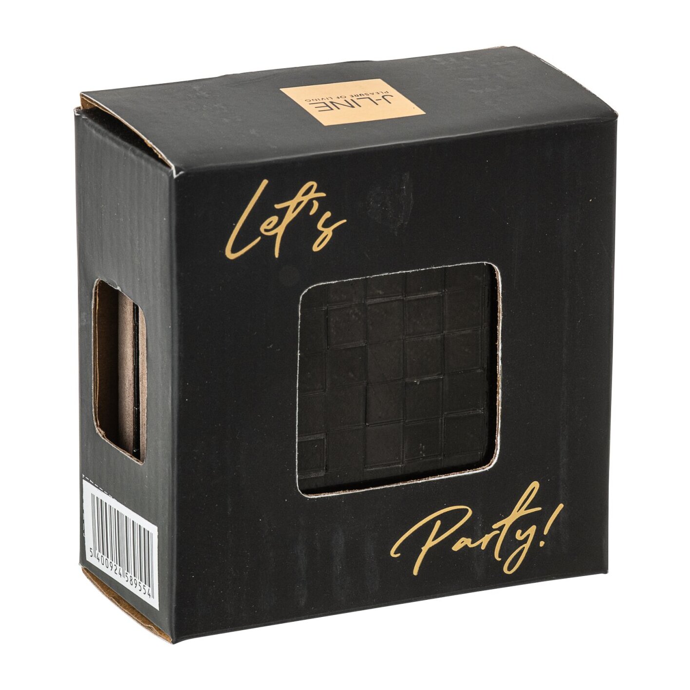 J-Line dessous de verre - verre- noir - boite de 4