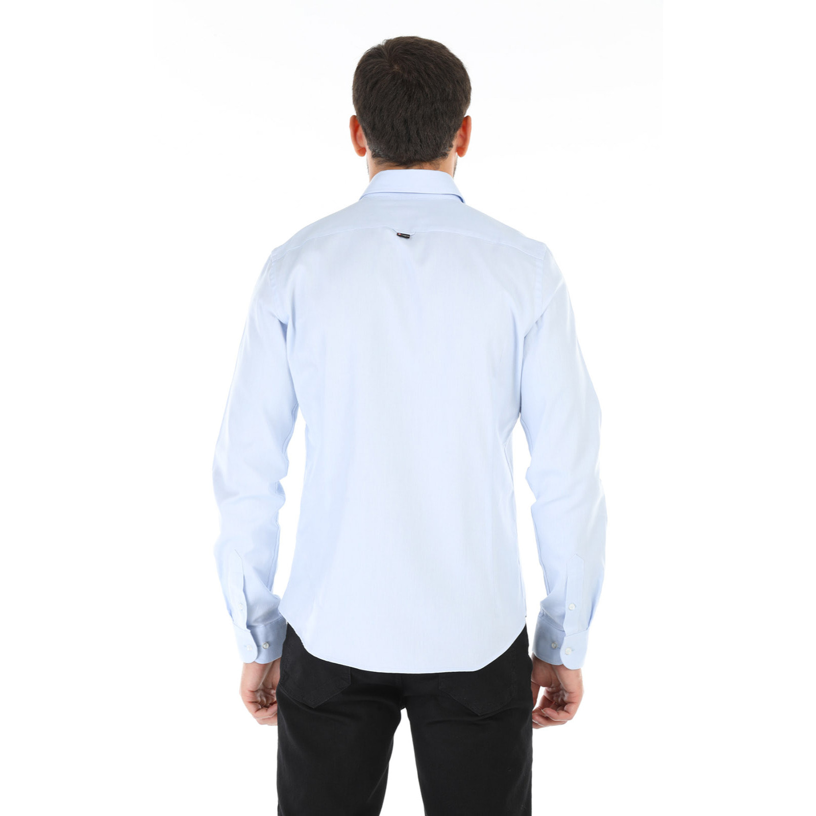 Camicia Uomo 1 Bottone Button Down Slim Oxford unito Celeste