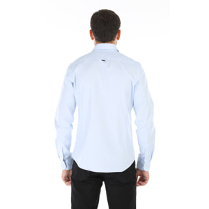 Camicia Uomo 1 Bottone Button Down Slim Oxford unito Celeste