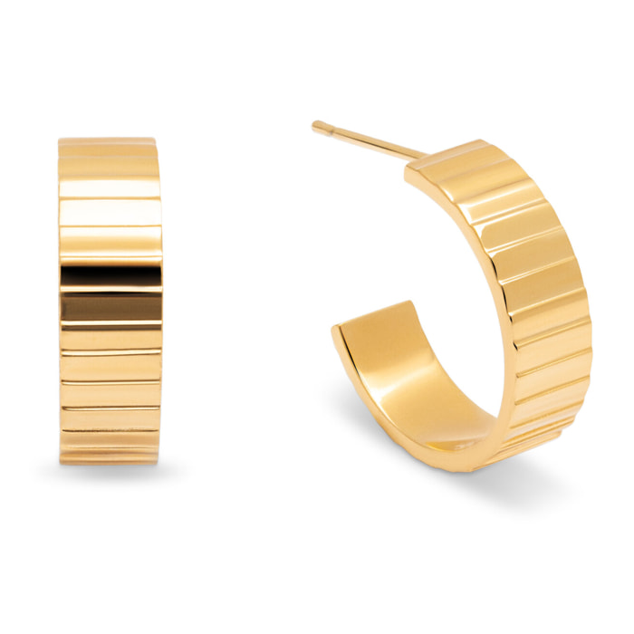 Pendientes Aro Gear Acero Baño Oro