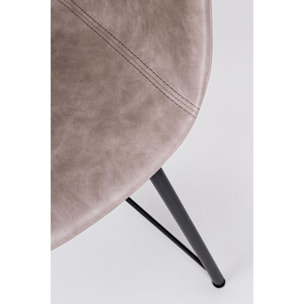 Set di poltroncine WARHOL in similpelle beige e gambe in acciaio nero, con braccioli