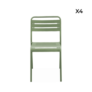 Lot de 2 chaises de jardin acier. 2 places. vert. Amelia. L44 x P52 x H79cm