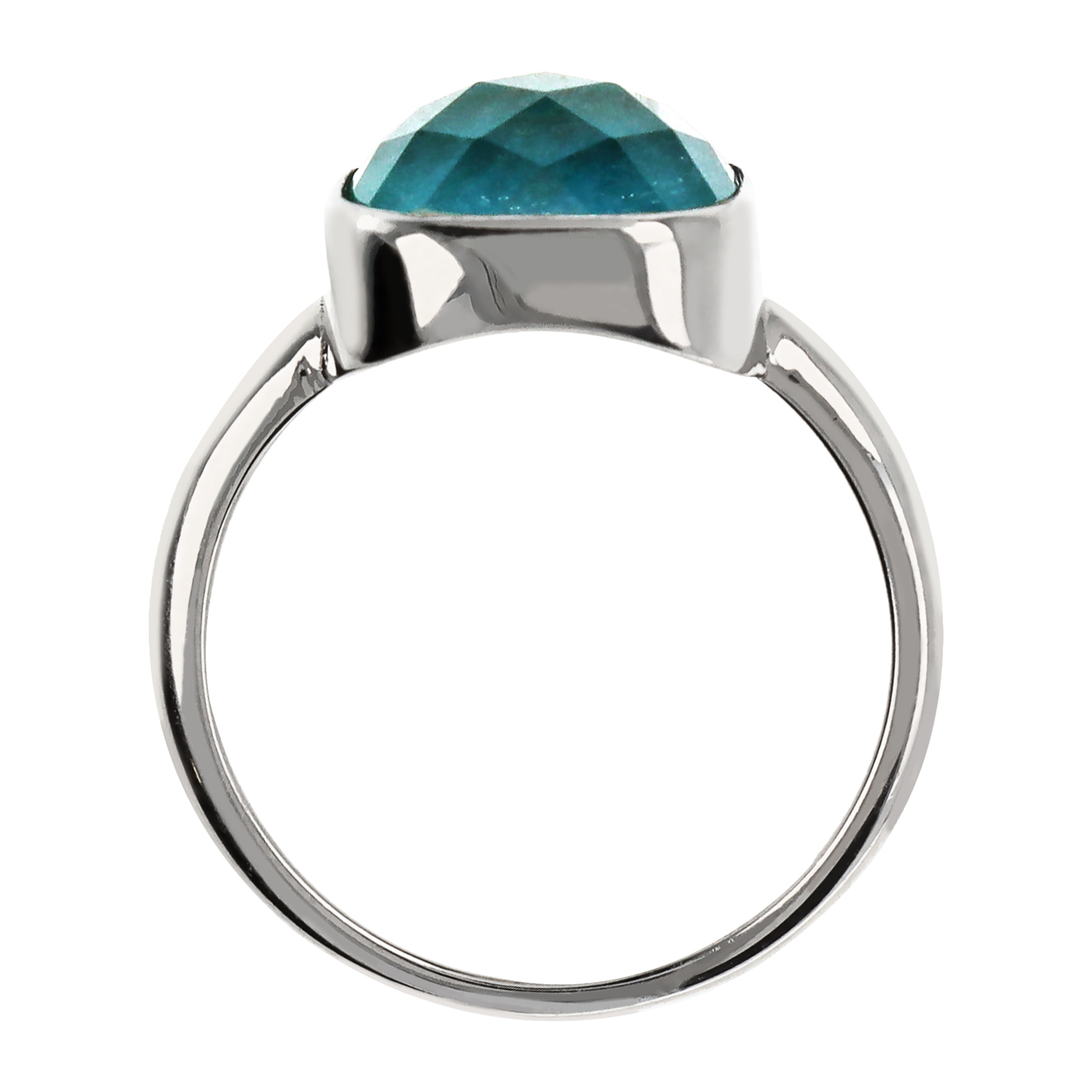 Anello Cocktail Quadrato con Pietra Naturale Quarzite Blu in Argento 925 placcato Rodio