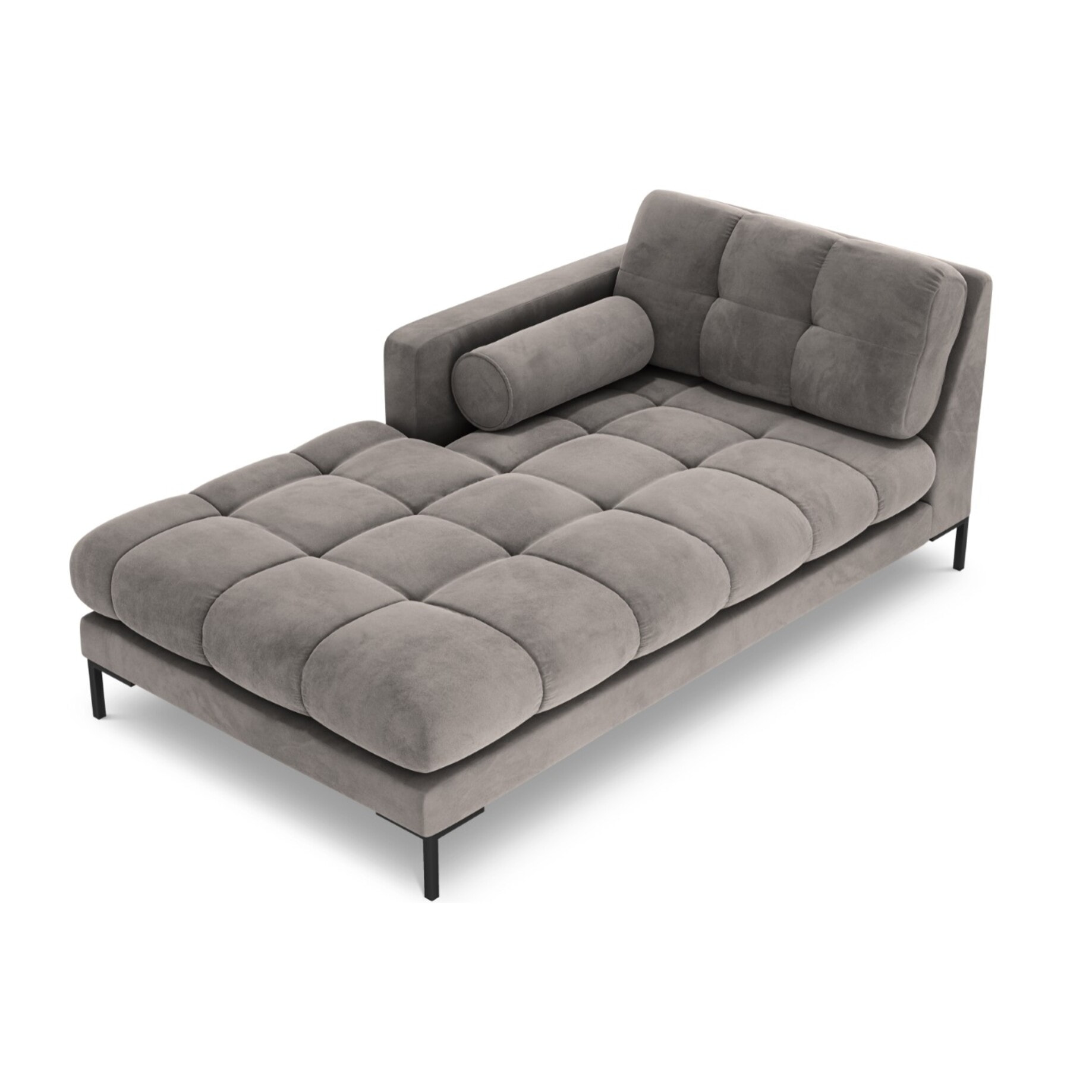 Méridienne gauche "Bali" en velours gris clair