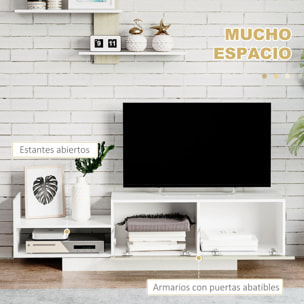 HOMCOM Mueble de Salón para TV Conjunto Mueble de TV con Mesa para Televisor 150x31,5x40 cm y Estante de Pared 95,5x16x60 cm Estilo Moderno Natural