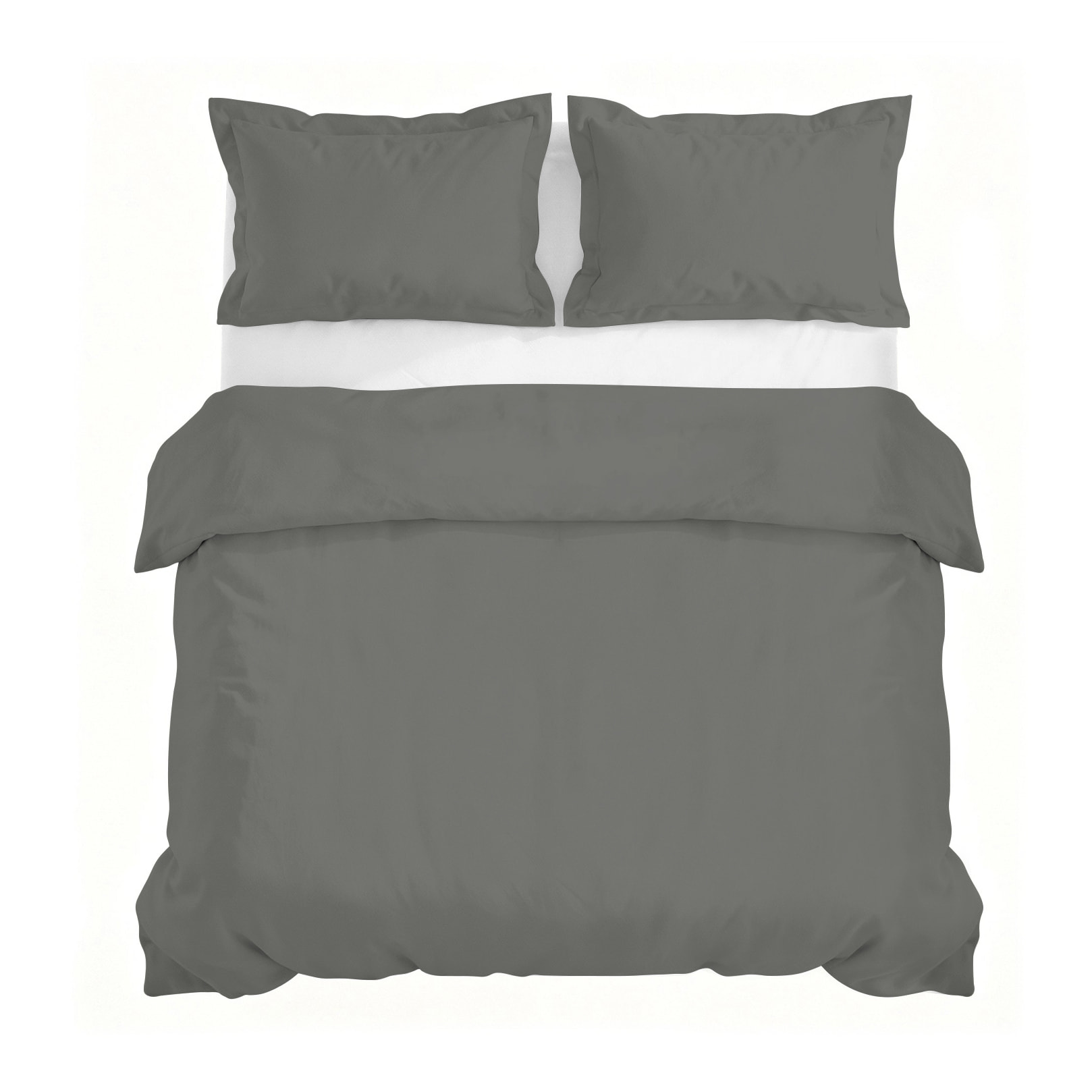 PARURE COPRIPIUMINO RASO CLOE, 100% Raso di Cotone, Made in Italy - FUMO