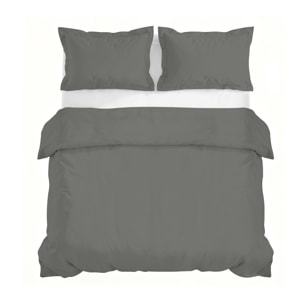PARURE COPRIPIUMINO RASO CLOE, 100% Raso di Cotone, Made in Italy - FUMO