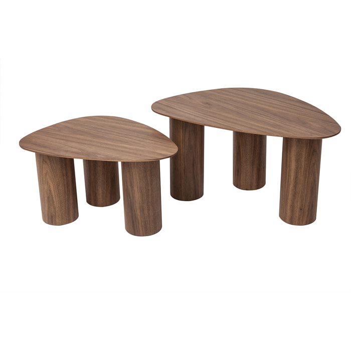 Tables basses gigognes design en bois foncé (lot de 2) FOLEEN