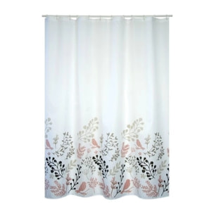 Rideau de douche Polyester BIRDS 180x200cm QUALITà PREMIUM Motifs Beige & Blanc - Anneaux inclus MSV