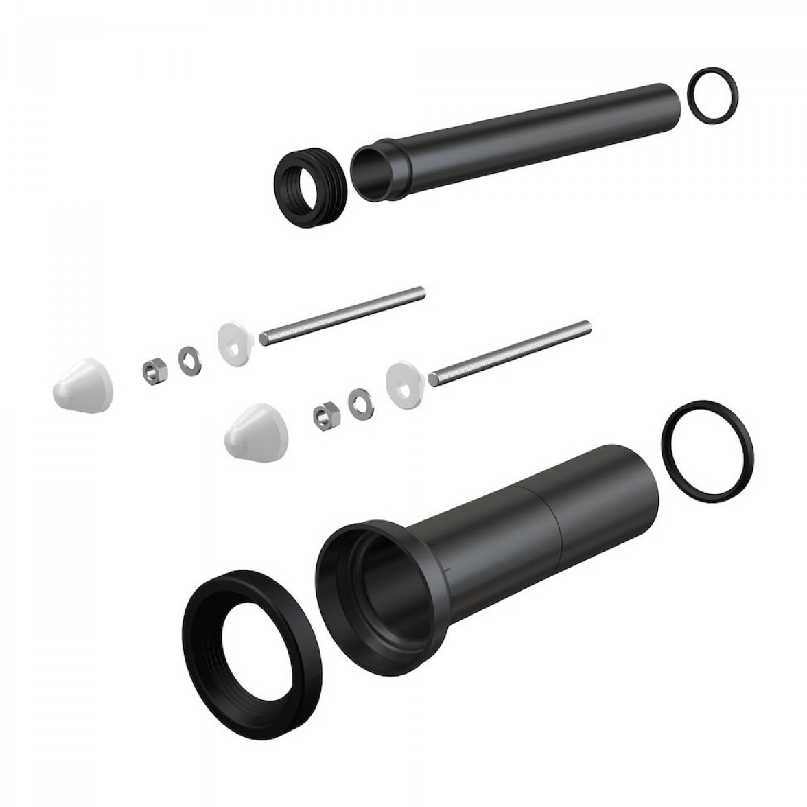 Manchon de raccordement WC long de 30 cm, 90mm + pièce de raccordement 45 mm (M9000)