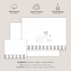 Triptico Minicuna Parejita Elefante Bco/Gris