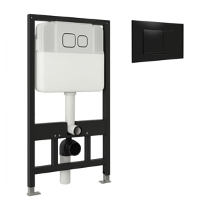 Châssis Pour Wc Suspendu | Bouton Poussoir Noir | Citerne Encastrée | Réglable Jusqu'à 200 mm | Décharge 3/8L | Alday