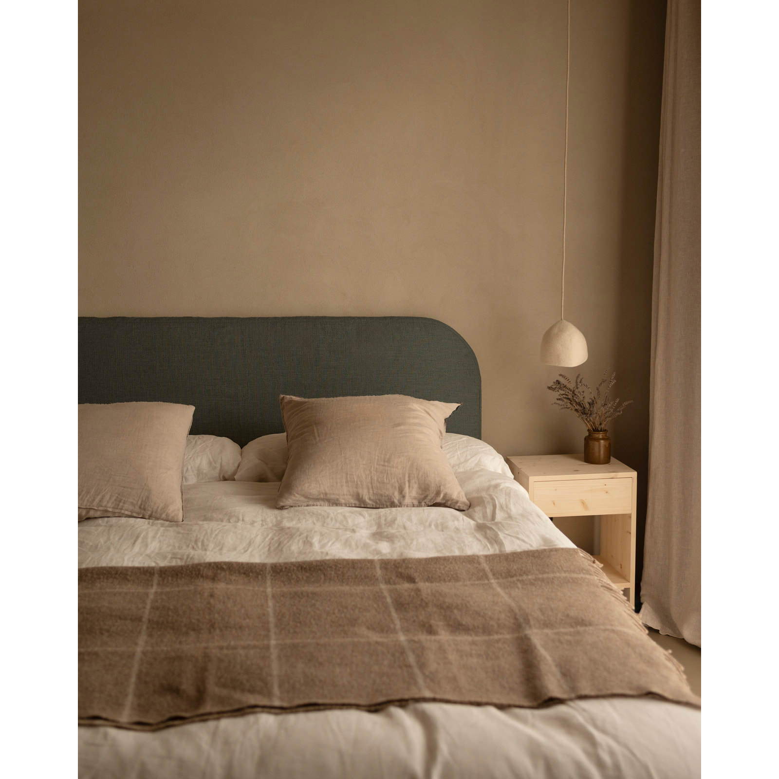 Housse de tête de lit en lin bleu en différentes tailles