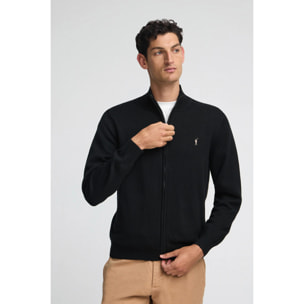 Cardigan nero in misto lana con ricamo Rigby Go