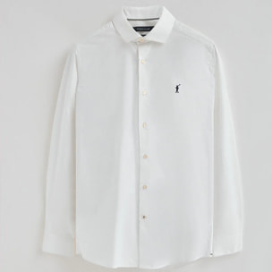 Camicia bianca in popeline slim fit con logo Rigby Go