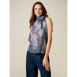 Oltre - Top con fiocco da annodare - Blu