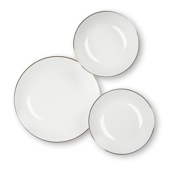 Servizio piatti 18 pezzi Excelsa – Golden, Porcellana Bianco