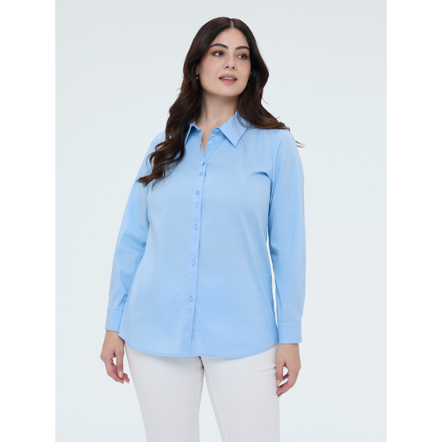 Fiorella Rubino - Camicia classica in popeline di cotone - Azzurro
