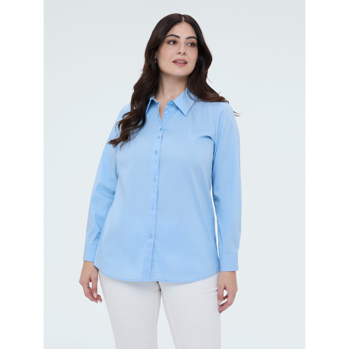 Fiorella Rubino - Camicia classica in popeline di cotone - Azzurro