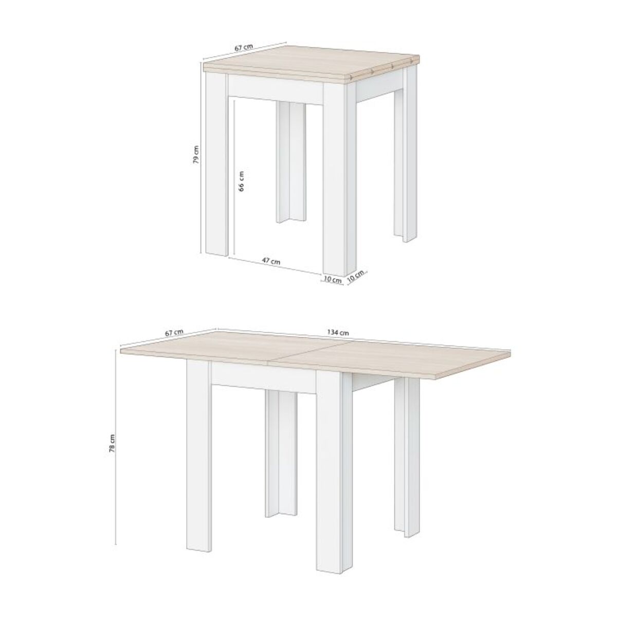 Mesa de comedor extensible Giro Blanco Artik (Blanco Mate) - Roble Canadian