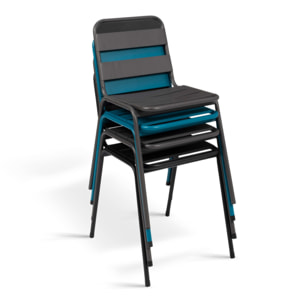 Chaises de jardin empilables en acier gris, noir et bleu - lot de 6