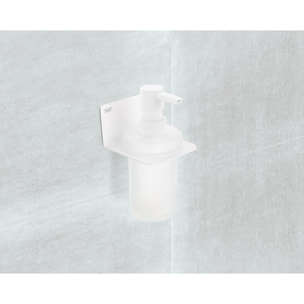 Mood distributeur de savon en acier inoxydable et verre mat, blanc mat (SATDMOOD99B)