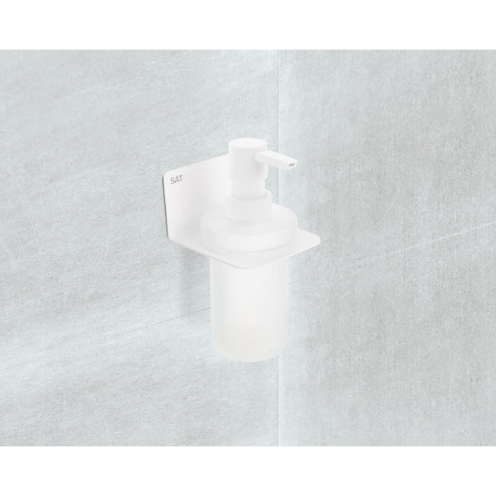 Mood distributeur de savon en acier inoxydable et verre mat, blanc mat (SATDMOOD99B)