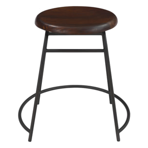 Lot de 2 tabourets en bois foncé - Barney