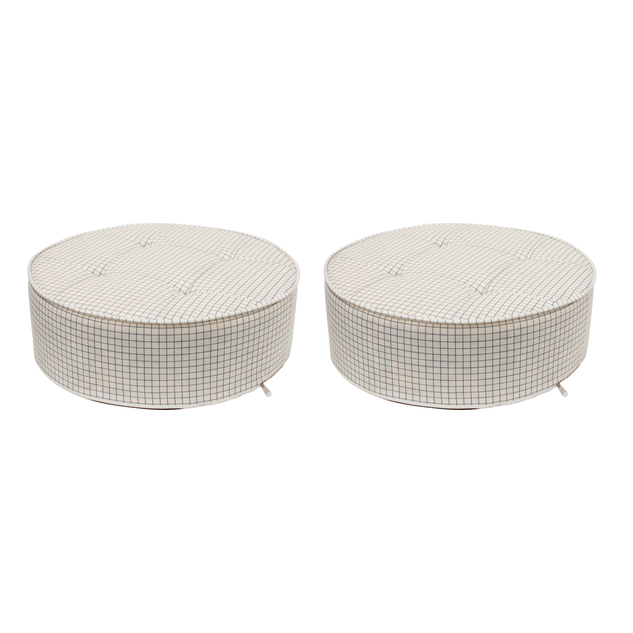 Coussin De Sol Rond Carreaux Diam 50cm - Lot De 2