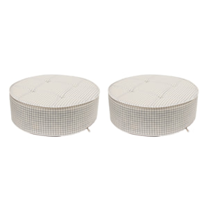 Coussin De Sol Rond Carreaux Diam 50cm - Lot De 2
