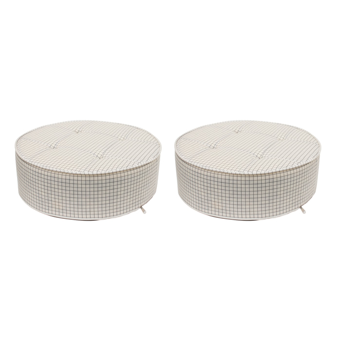 Coussin De Sol Rond Carreaux Diam 50cm - Lot De 2