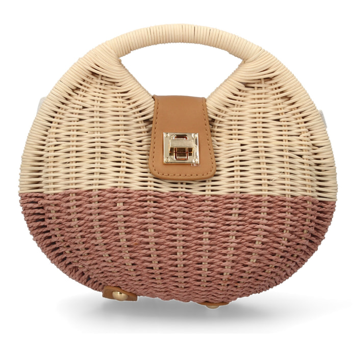 Bolso de hombro para mujer, material de rafia, diseño elegante y moderno ideal para verano