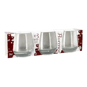 Lot de 3 gobelets 34cl en verre FLORENCE