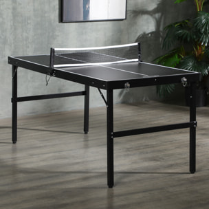 Mesa de Ping Pong Plegable de Tamaño Mediano con Marco de Aluminio Mesa de Tenis Portátil con Red para Uso en Interiores y Exteriores 152x76x72 cm Negro