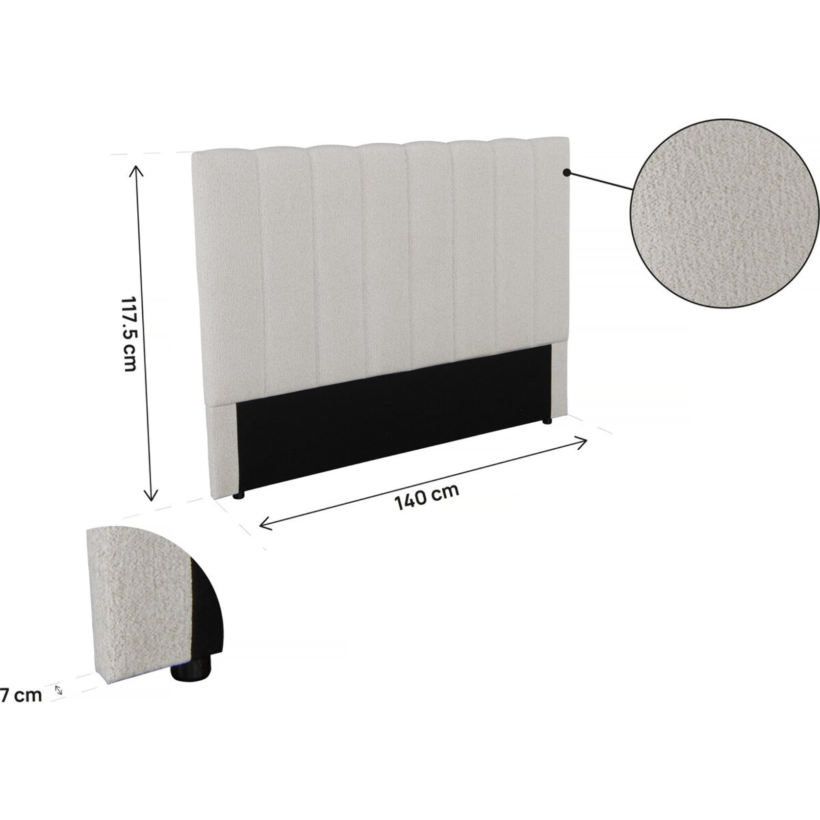 Tête de lit en tissu texturé "Val Thorens" - Beige - 140 cm