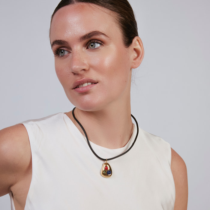 Collar de Multicolor Piedra Natural acabado en oro amarillo de 18k