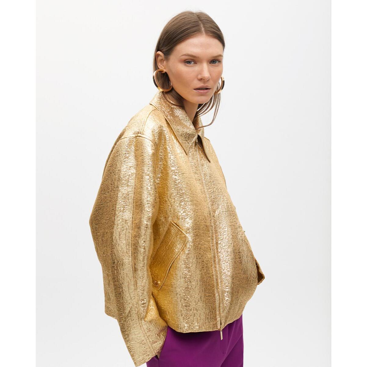 Bomber dorato effetto craquelé